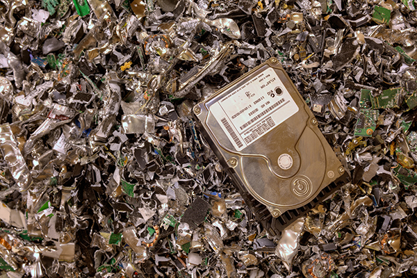 A pile of shredded hard drives